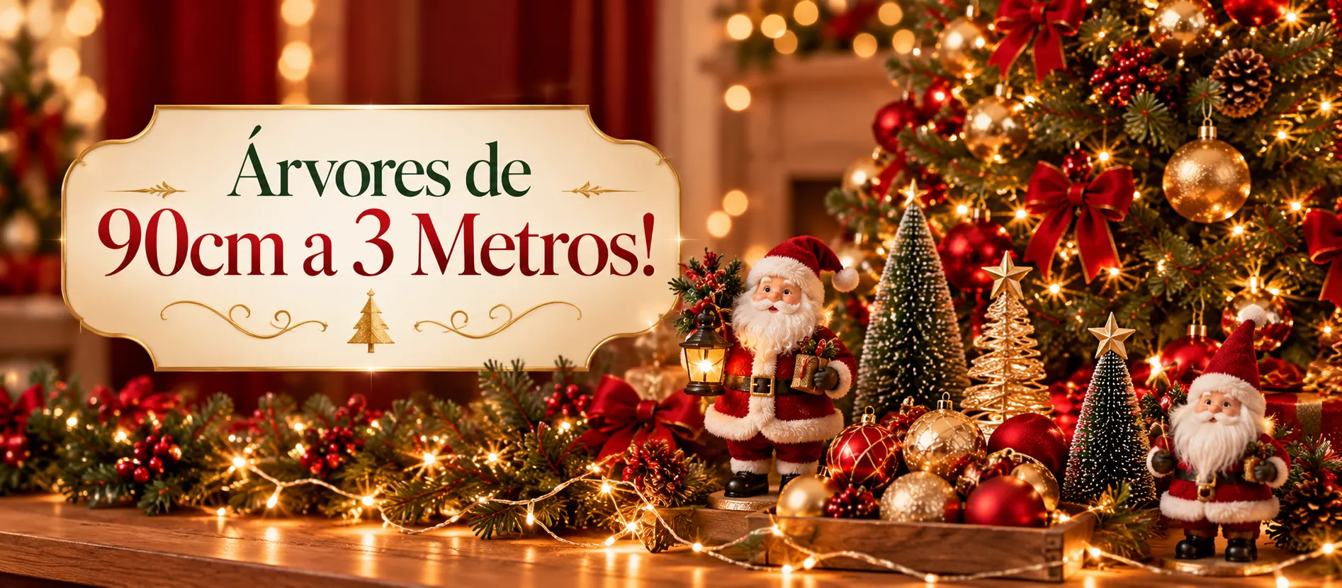 Árvores de Natal de vários tamanhos